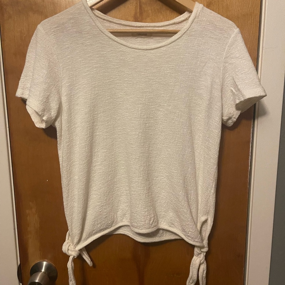 Madewell Cream Short Sleeve Tie Front T-Shirt